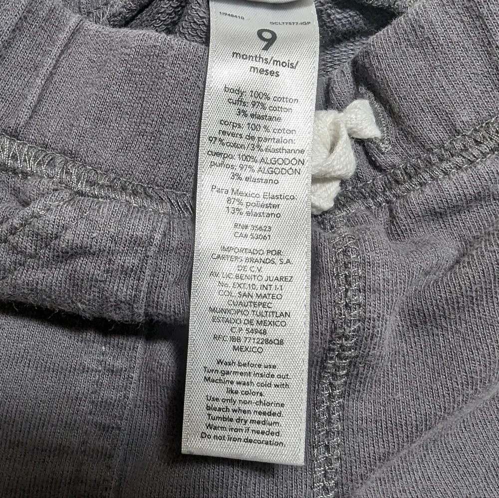 Carter's 9M Grey Sweatpants